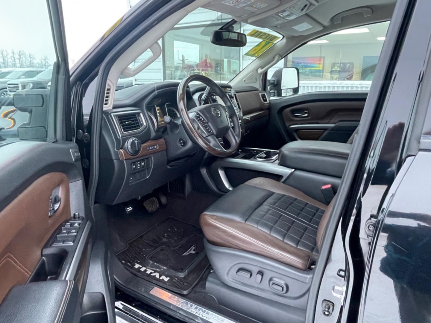 2016 Black /black leather Nissan Titan XD PLATINUM RESERVE 4WD (1N6BA1F46GN) with an 5.0L V8 DOHC 32V DIESEL engine, 6A transmission, located at 1960 Industrial Drive, Wasilla, 99654, (907) 274-2277, 61.573475, -149.400146 - Photo#8